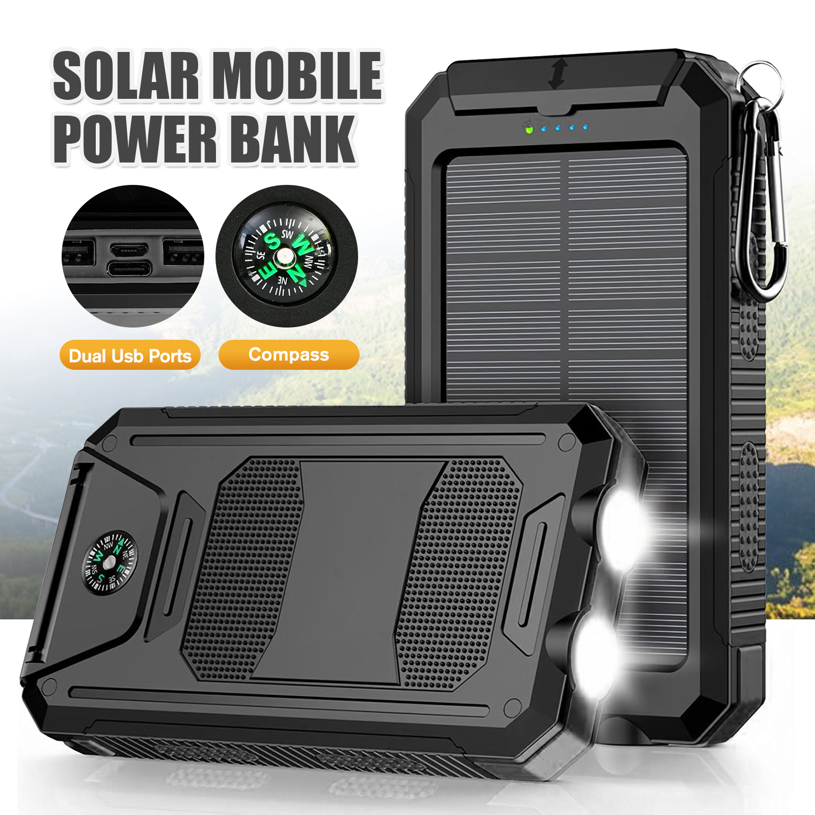 Outdoor Power Inc - 10000mAh Solar Power Bank Portable Waterproof