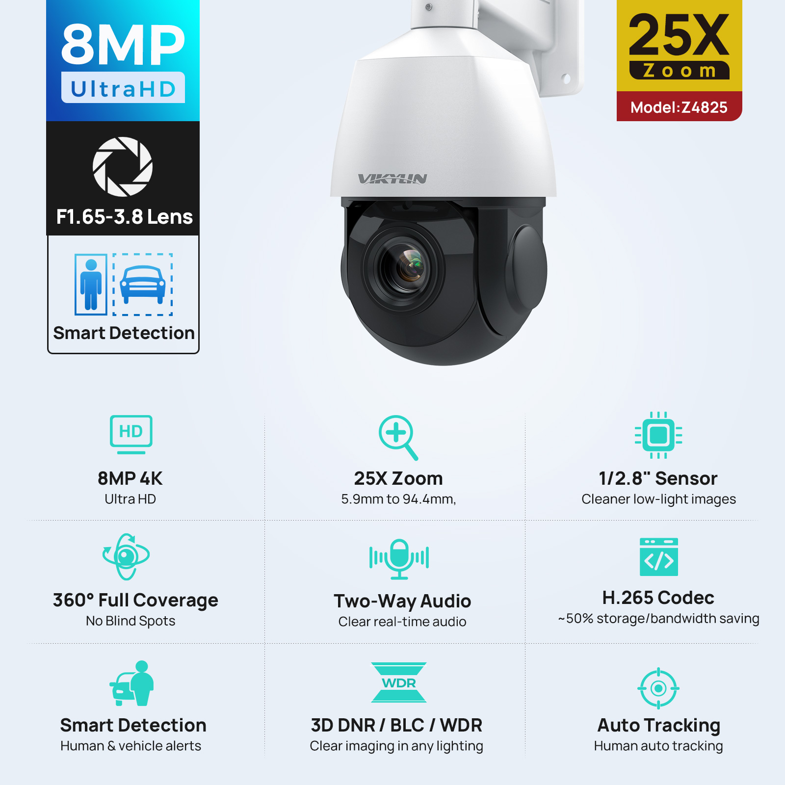 Vikylin 4K 8MP PTZ 25X Zoom 10 - Outdoor Power G Motion ulasan dan harga