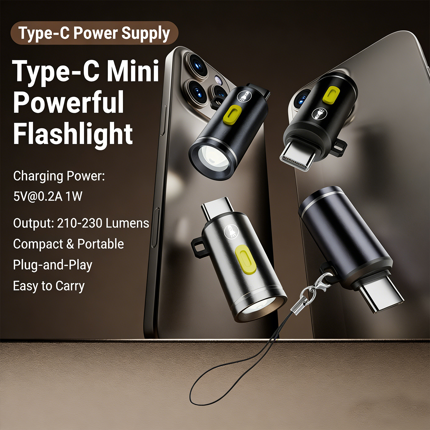 2pcs Mini Flashlight USB C LED - Outdoor Power Inc ulasan dan harga