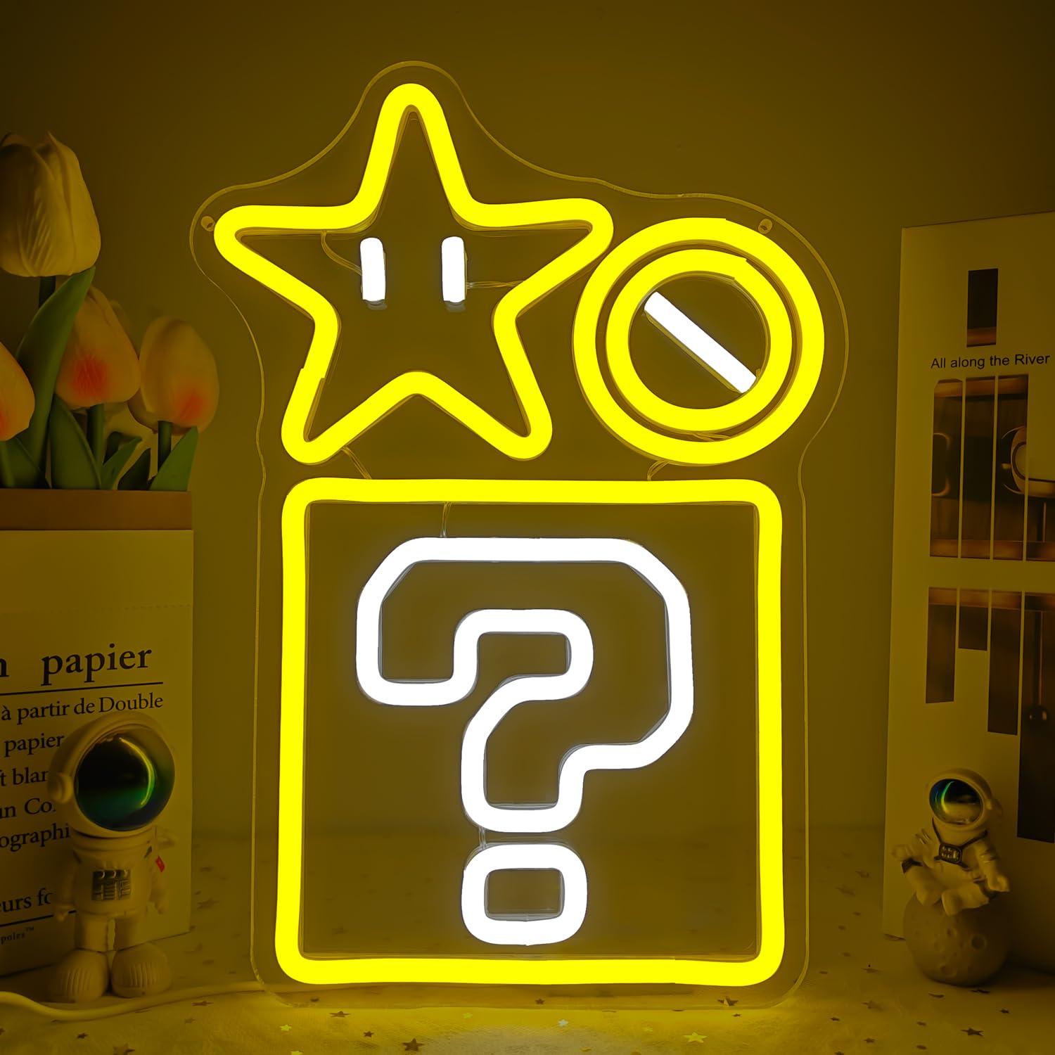 Question Block Star Neon Sign  - Outdoor Power Block ulasan dan harga