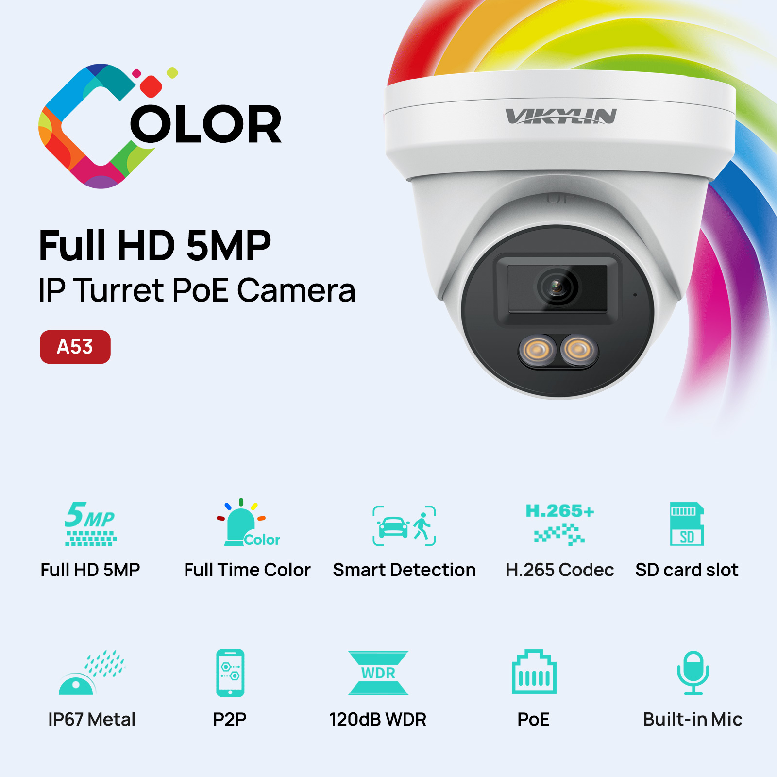 VIKYLIN 5MP IP Security Camera - Outdoor Power G Motion ulasan dan harga