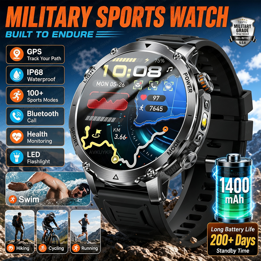 1400mAh GPS Smart Watch Men 20 - Outdoor Power Hours ulasan dan harga
