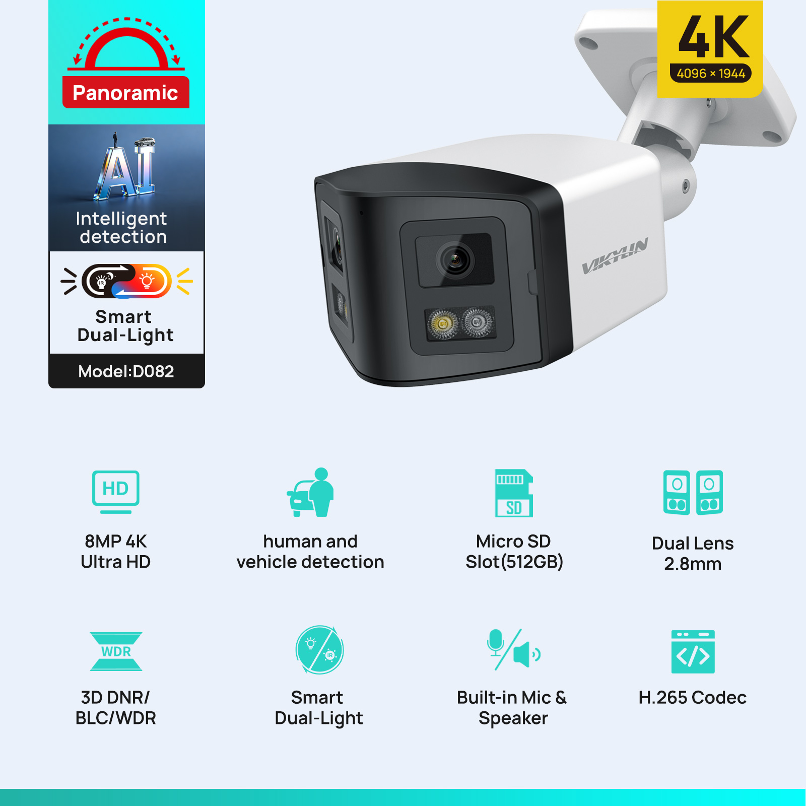 VIKYLIN 170° Panoramic 4K Secu - Outdoor Power G Motion ulasan dan harga