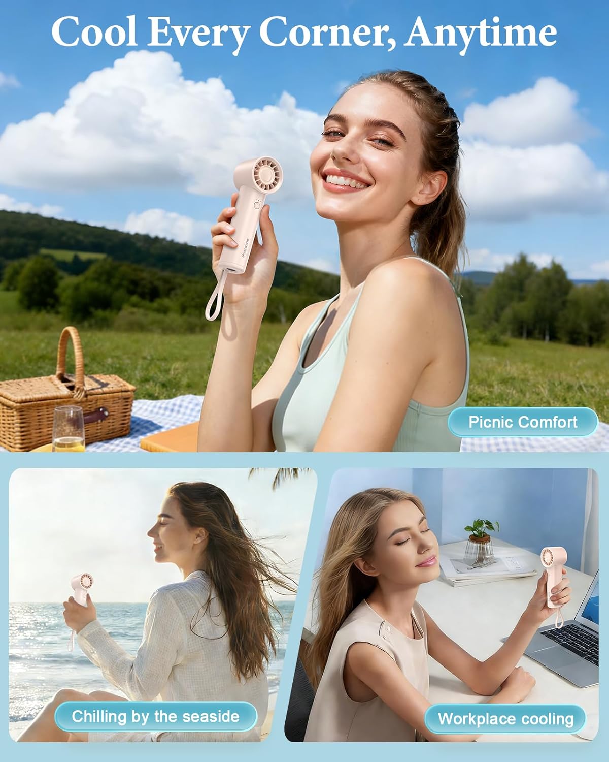 Portable Handheld Fan with Pow - Outdoor Power Products ulasan dan harga