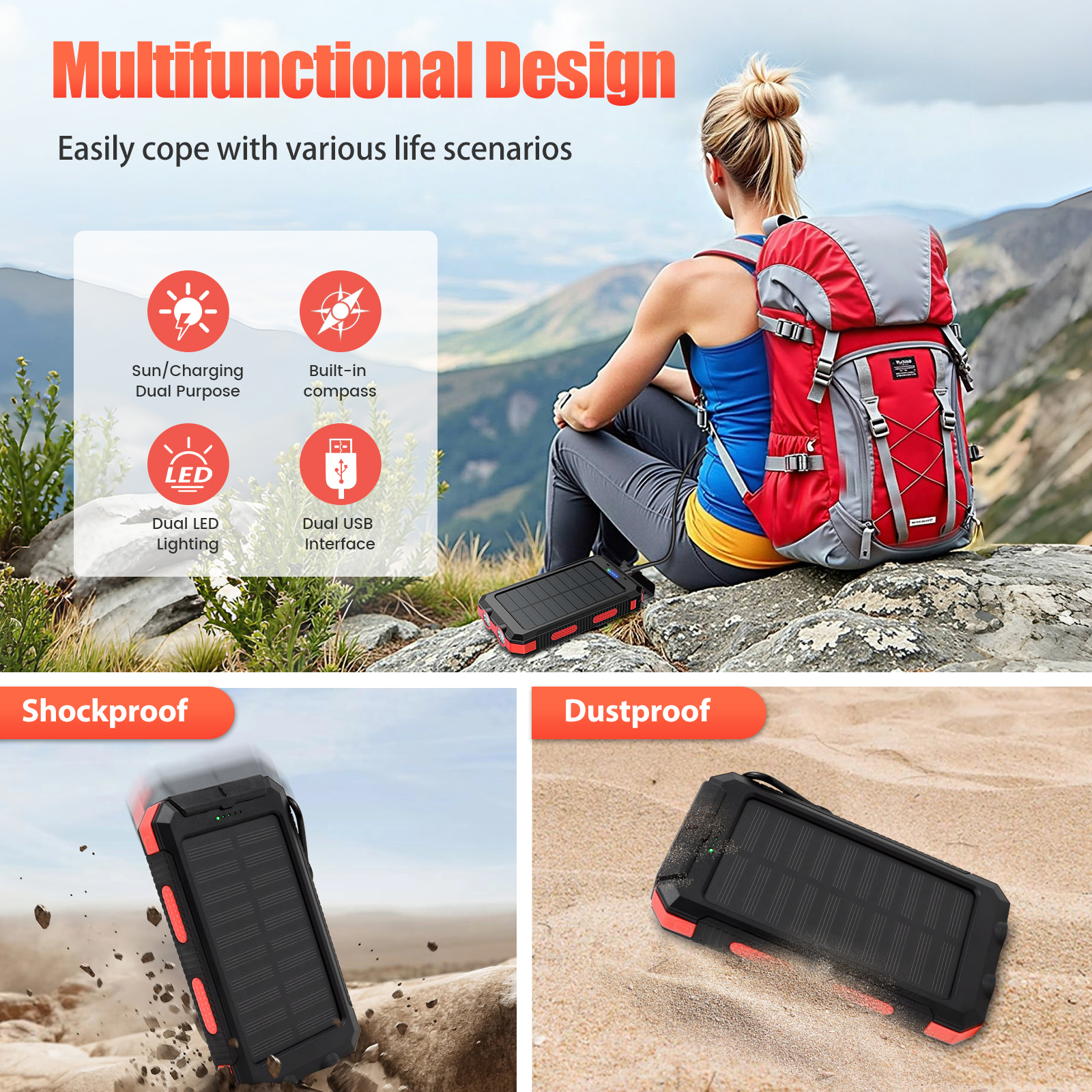 10000mAh Solar Power Bank Port - Outdoor Power Inc ulasan dan harga