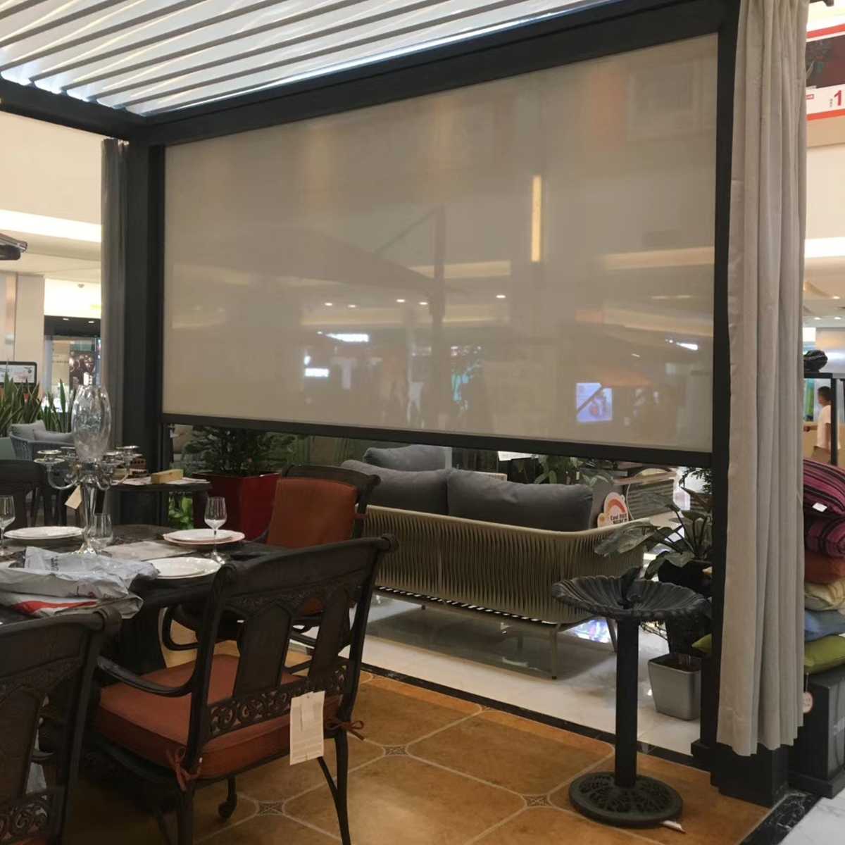 Built-In Waterproof Windproof  - Outdoor Power Blinds ulasan dan harga
