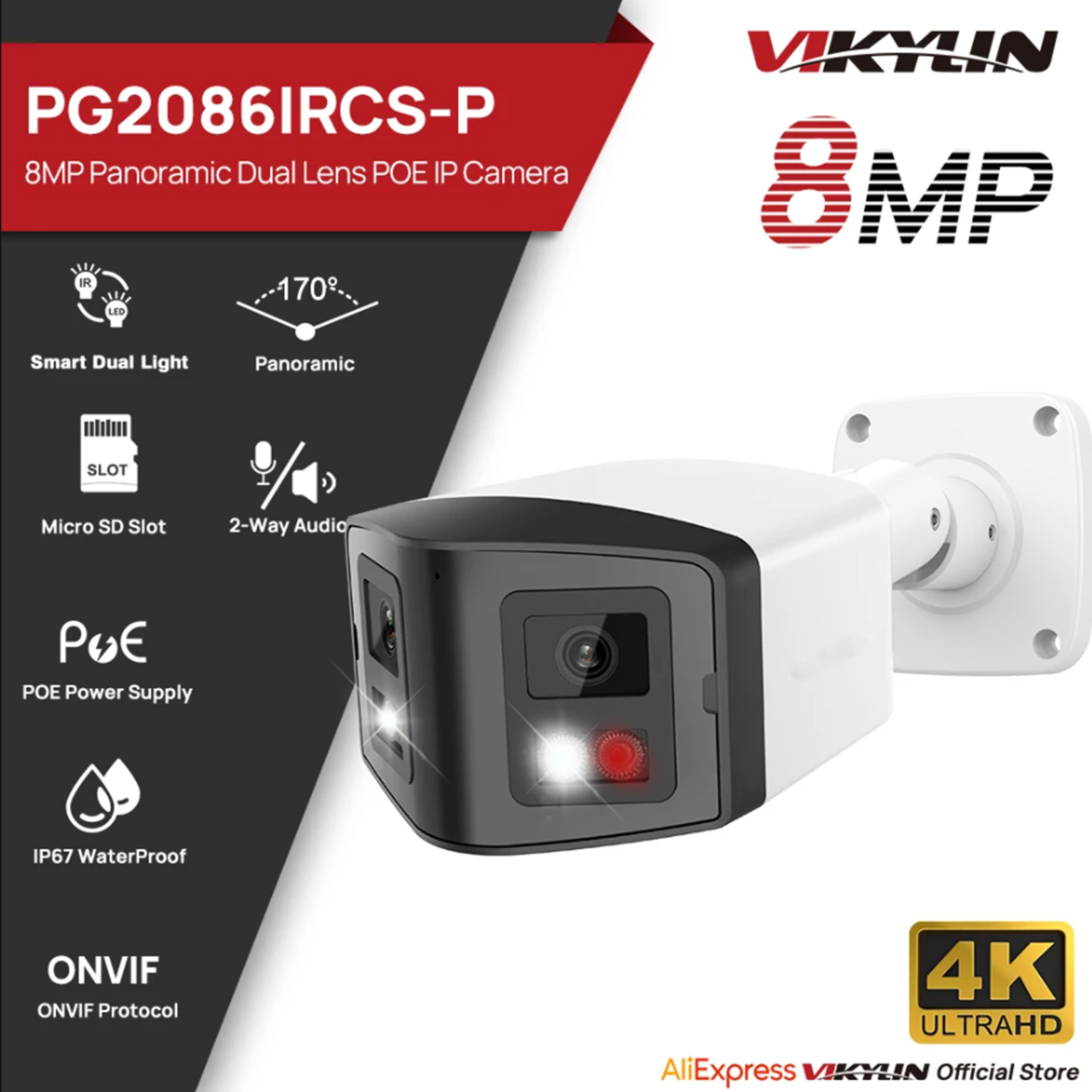 VIKYLIN 170° 4K 8mp Dual 2.8mm - Outdoor Power G Motion ulasan dan harga