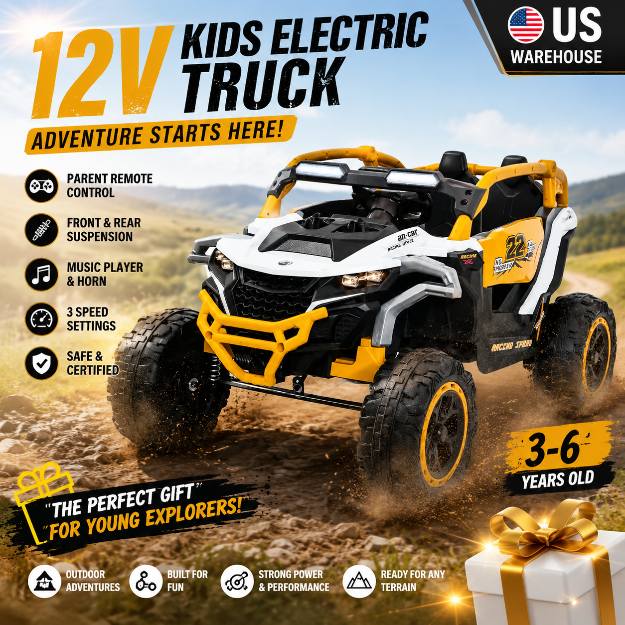 12V Kids Electric Truck Ride o - Outdoor Power Wheels ulasan dan harga